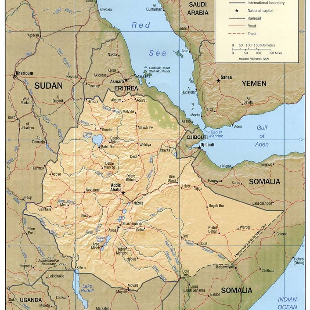 Ethiopia Shaded Relief Map 1999 Cia